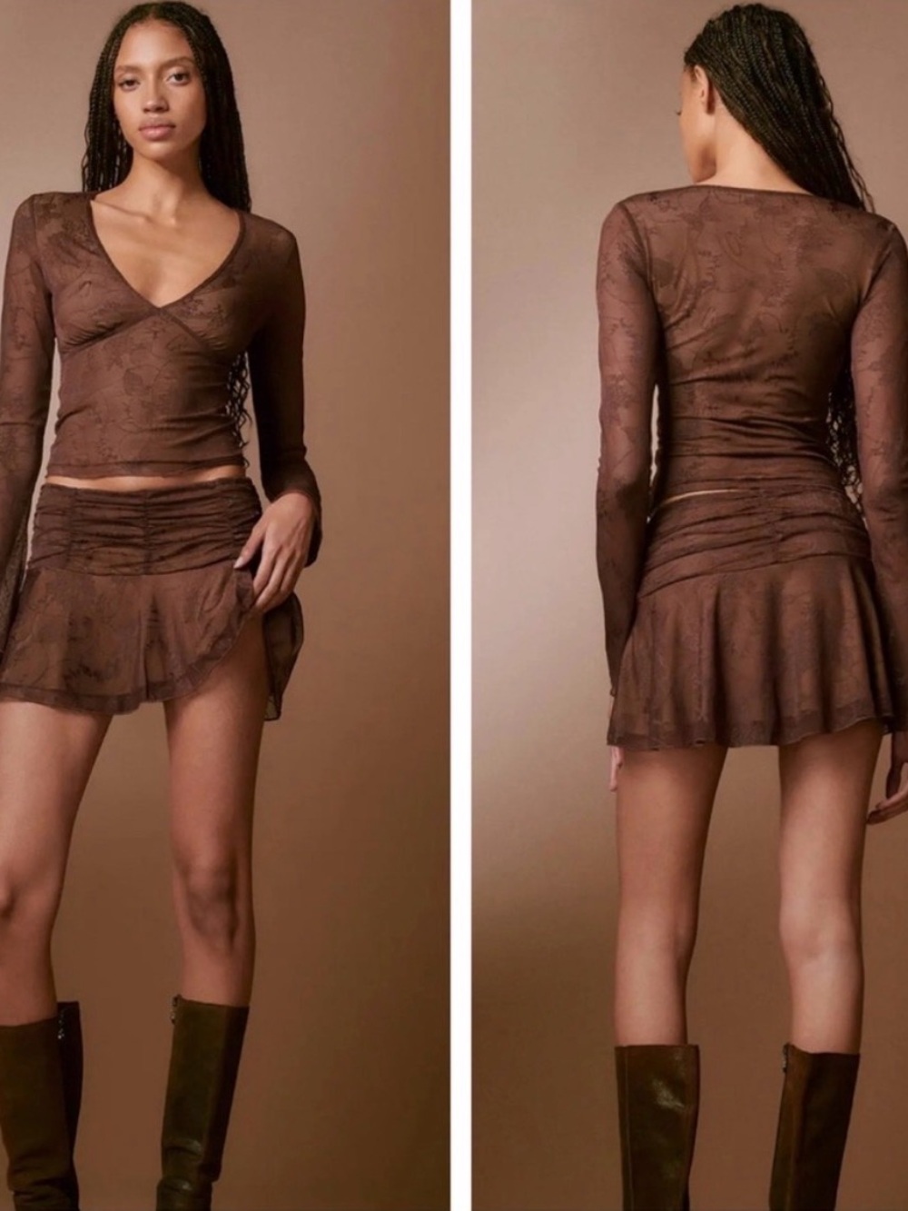 I. AM. GIA lace mesh skirt set